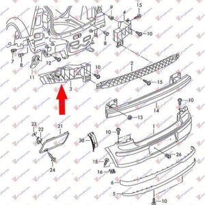 017804302 VW Polo 2002-2005 | Βάση Προφυλακτήρα Πίσω Αριστερή