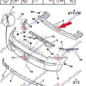 019803850 Citroen C3 Pluriel 2003-2010 | Τραβέρσα Προφυλακτήρα Πίσω