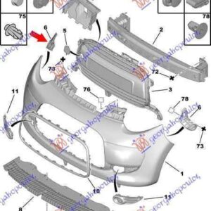 631004281 Peugeot 107 2012-2014 | Βάση Προφυλακτήρα Εμπρός Δεξιά