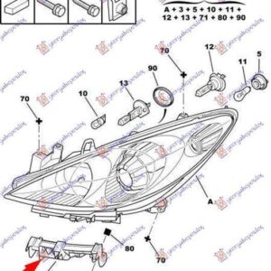 030704281 Peugeot 307 2005-2007 | Βάση Φανού Εμπρός Δεξιά