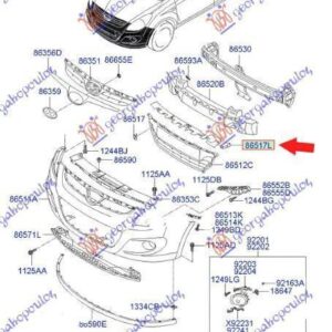 036500200 Hyundai i20 2008-2012 | Πλαστικό Μάσκας