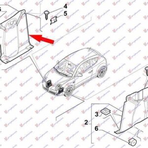 290000831 Fiat Punto Evo 2009-2012 | Ποδιά Μηχανής Δεξιά