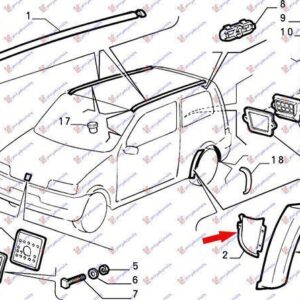 039700851 Fiat Cinquecento 1993-1998 | Θόλος Πλαστικός Πίσω Δεξιός