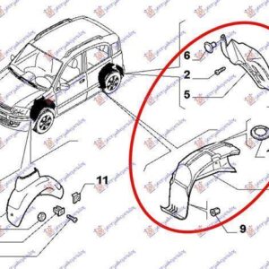 040000851 Fiat Panda 2003-2014 | Θόλος Πλαστικός Πίσω Δεξιός