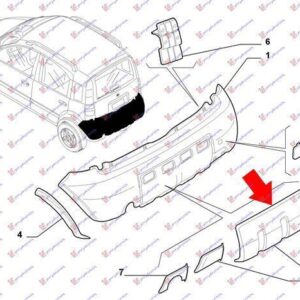 040004030 Fiat Panda 2003-2014 | Πλαστικό Προφυλακτήρα Πίσω