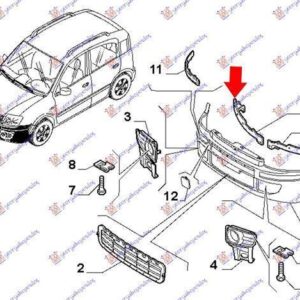 040004281 Fiat Panda 2003-2014 | Βάση Προφυλακτήρα Εμπρός Δεξιά