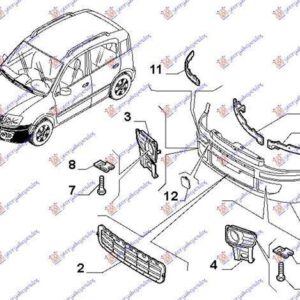 040004282 Fiat Panda 2003-2014 | Βάση Προφυλακτήρα Εμπρός Αριστερή