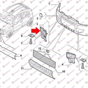 040004821 Fiat Panda 2003-2014 | Δίχτυ Προφυλακτήρα Εμπρός Δεξιό