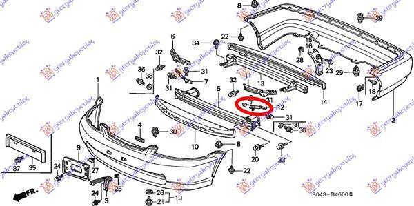 057504282 Honda Civic Hatchback 1996-1999 | Βάση Προφυλακτήρα Εμπρός Αριστερή