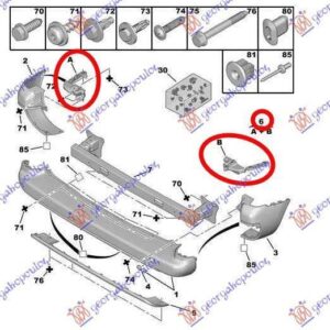 638004305 Peugeot Partner 2015-2019 | Βάσεις Προφυλακτήρα Πίσω