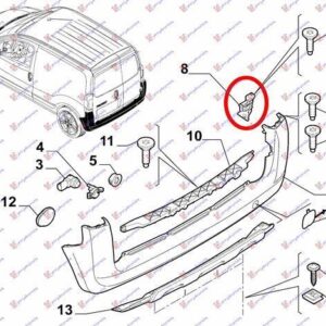 094904301 Fiat Fiorino/Qubo 2008-2016 | Βάση Προφυλακτήρα Πίσω Δεξιά