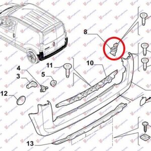 094904302 Fiat Fiorino/Qubo 2008-2016 | Βάση Προφυλακτήρα Πίσω Αριστερή