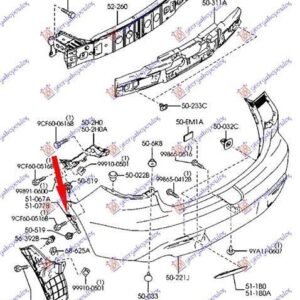 096704302 Mazda 3 Sedan/Hatchback 2008-2013 | Βάση Προφυλακτήρα Πίσω Αριστερή