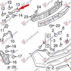 096704303 Mazda 3 Sedan/Hatchback 2008-2013 | Βάση Προφυλακτήρα Πίσω Δεξιά