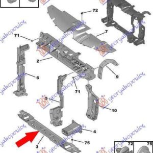 636000500-1 Peugeot 308 2013-2017 | Τραβέρσα Ψυγείου