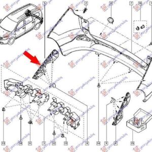 221204301 Dacia Lodgy 2012- | Βάση Προφυλακτήρα Πίσω Δεξιά