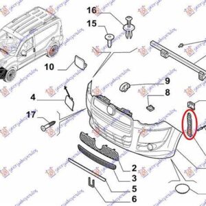 294004281 Fiat Doblo 2009-2015 | Βάση Προφυλακτήρα Εμπρός Δεξιά