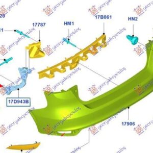 320104301 Ford Focus 2014-2018 | Βάση Προφυλακτήρα Πίσω Δεξιά