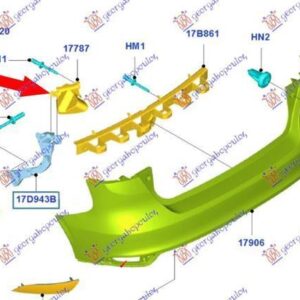 320104303 Ford Focus 2014-2018 | Βάση Προφυλακτήρα Πίσω Δεξιά