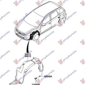 430000821 Kia Ceed 3θυρο 2010-2013 | Θόλος Πλαστικός Εμπρός Δεξιός