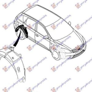 430000852 Kia Ceed 3θυρο 2010-2013 | Θόλος Πλαστικός Πίσω Αριστερός