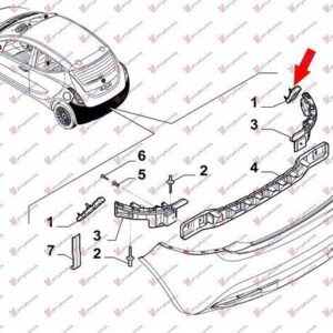 460004301 Lancia Ypsilon 2011- | Βάση Προφυλακτήρα Πίσω Δεξιά