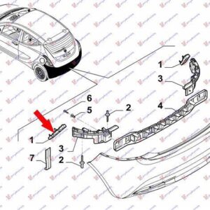 460004302 Lancia Ypsilon 2011- | Βάση Προφυλακτήρα Πίσω Αριστερή