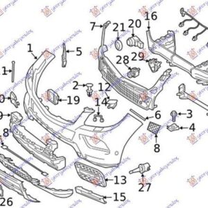 533004010 Mercedes-Benz M-Class 2011-2015 | Χρώμιο Διχτυού Εμπρός