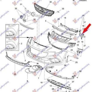 610004286 Opel Corsa 2015-2019 | Βάση Προφυλακτήρα Εμπρός Δεξιά