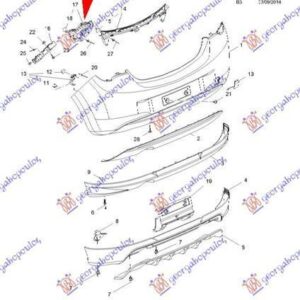 610004302 Opel Corsa 2015-2019 | Βάση Προφυλακτήρα Πίσω Αριστερή