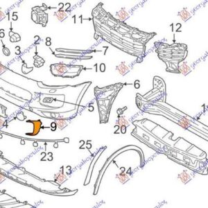 650104827 Porsche Cayenne 2015-2018 | Διακοσμητικό Διχτυού Εμπρός Αριστερό