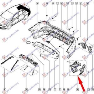 673604300 Renault Megane Sedan 2016- | Βάση Προφυλακτήρα Πίσω