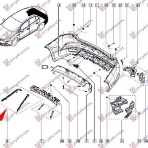 673604310 Renault Megane Sedan 2016- | Βάση Προφυλακτήρα Πίσω