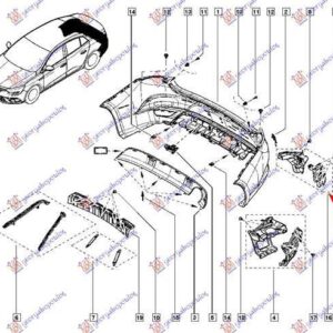 673604320 Renault Megane Sedan 2016- | Βάση Προφυλακτήρα Πίσω