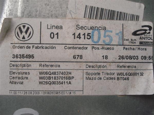 VWPO0105234 VW Polo 2002-2005 | Λαμαρίνα Πόρτας Εμπρός Δεξιά